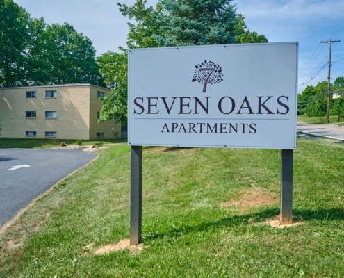 Seven Oaks Apartments Sign Detail in Morgantown WV